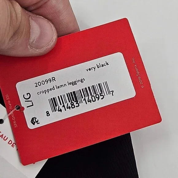 Spanx Cropped Lamn Leggings Black Women's Size L NEW High Rise Minimalist Lounge - Picture 7 of 12